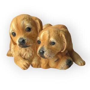 Vintage Masterpiece Porcelain 3 Golden Retriever pups by Homco 1987